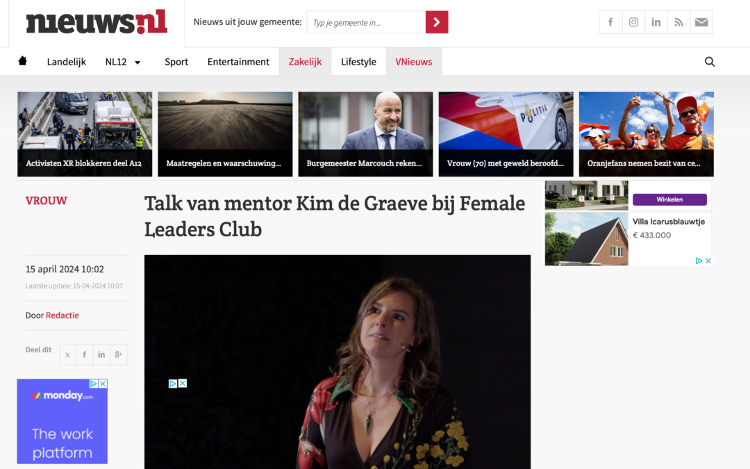 Nieuws.nl – Talk van mentor Kim de Graeve bij Female Leaders Club