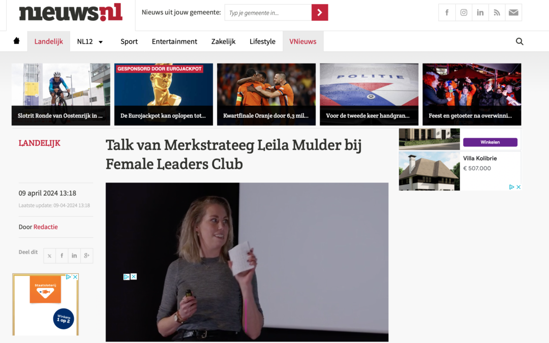 Nieuws.nl – Talk van merkstrateeg Leila Mulder bij Female Leaders Club